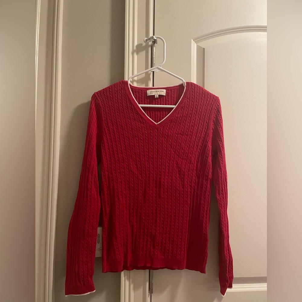 Red long sleeve cardigan